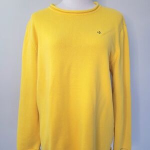 Ralph Lauren Yellow 100% Cotton Crew Neck Cable Knit Women Sweater Size Large